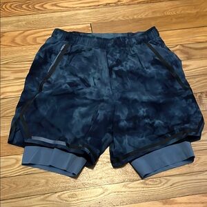 Lululemon Camo Blue Lined Shorts